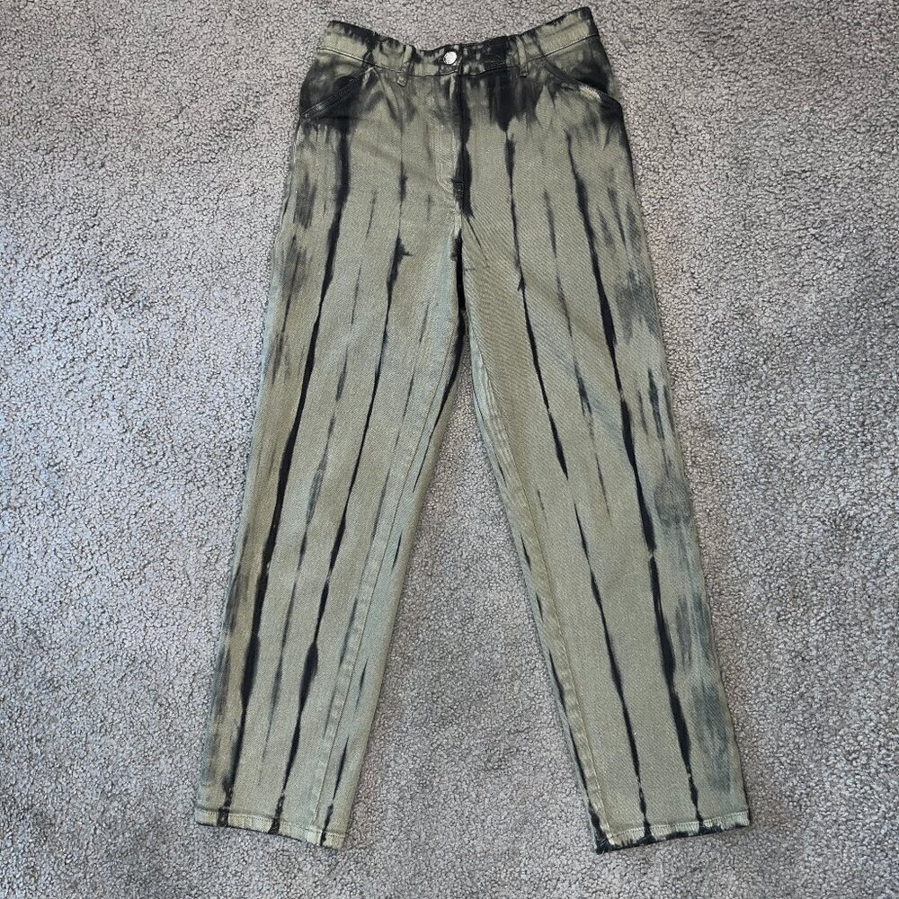 ARITZIA Wilfred Free Kelsey Green Black Tie Dye Utility High Rise Jeans Pants 6